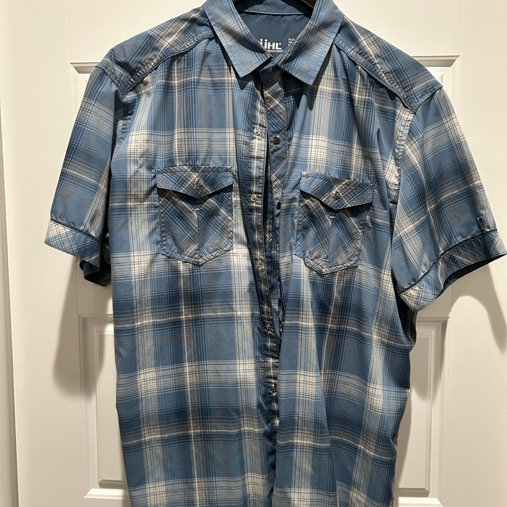 Kuhl Blue and White Casual Button Down Shirt